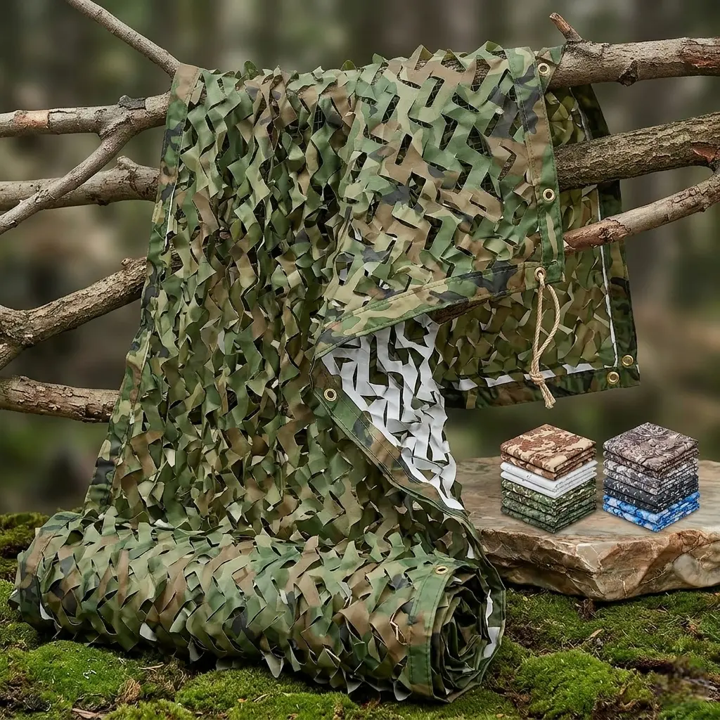 Camo Netting Camouflage Netting 20x20 10x20 10x10 Bulk Roll Burlap Camo Tarp Sunshade Net for Hunting Blind Dinosaur Birthday Jungle MilitaryTheme Party Decoration Camping Shooting