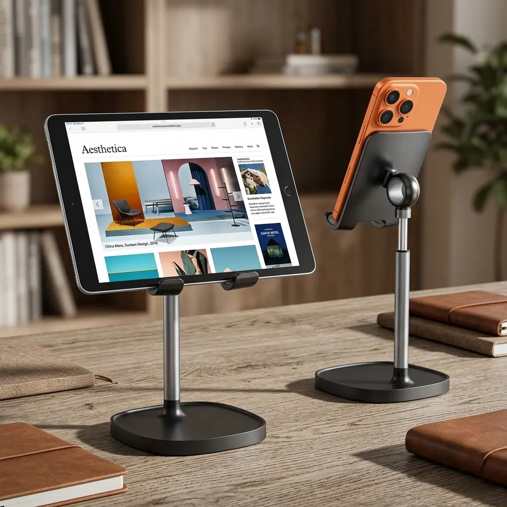 LISEN Cell Phone Stand Phone Holder for Desk Office Decor, Office Desk Accessories Women PC Gaming Essentials iPhone Stand Gadgets Men Gift for Father Fit OtterBox Case Switch iPad Air Tablet 4-10 in